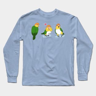 Three white bellied caique doodles Long Sleeve T-Shirt